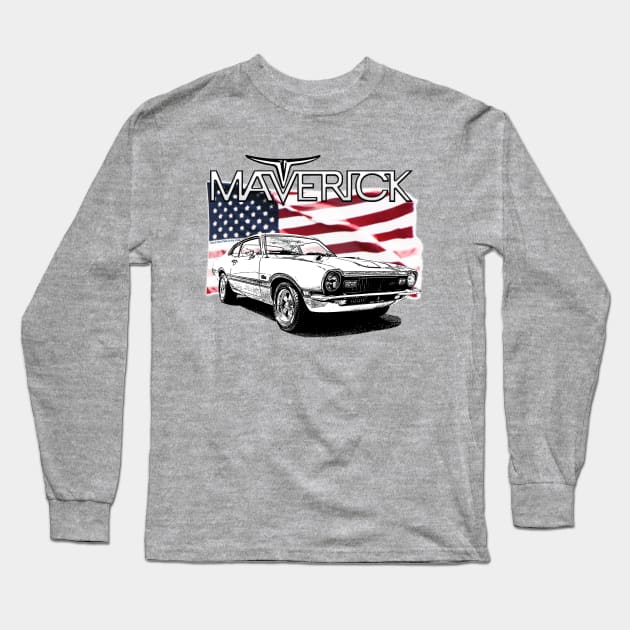 Maverick USA Muscle Car Long Sleeve T-Shirt by CoolCarVideos